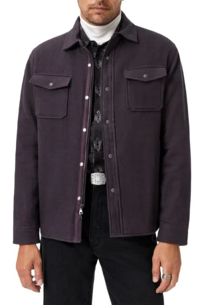 John Varvatos Jameson Herringbone Snap Jacket In Burgundy