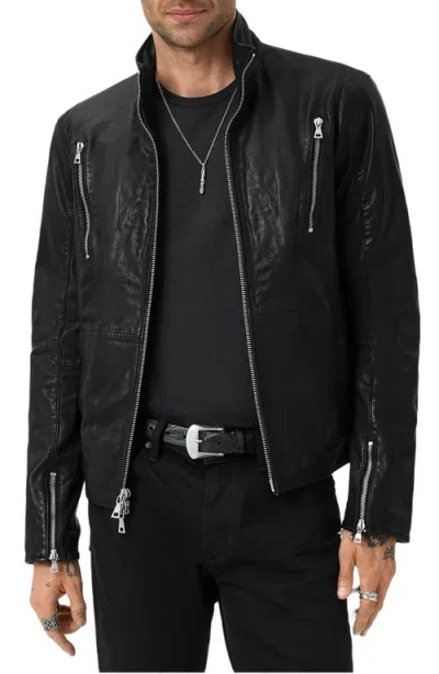 John Varvatos Jared Leather Racer Jacket In Black
