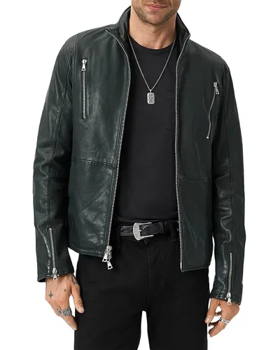 John Varvatos Jared Racer Leather Jacket In Green