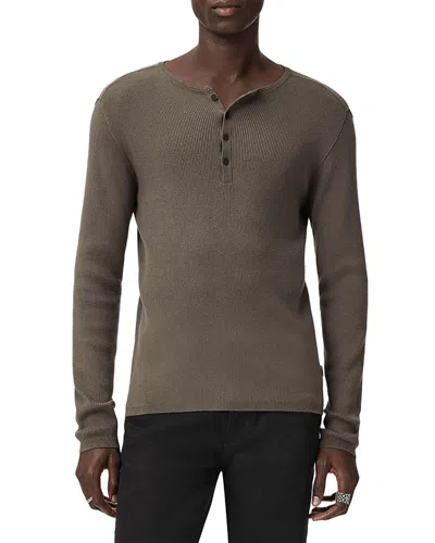 John Varvatos Javis Ribbed Long Sleeve Henley In Gray
