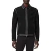 John Varvatos Jaxon Leather Trim Suede Jacket In Black