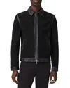 John Varvatos Jaxon Leather Trim Suede Jacket In Black