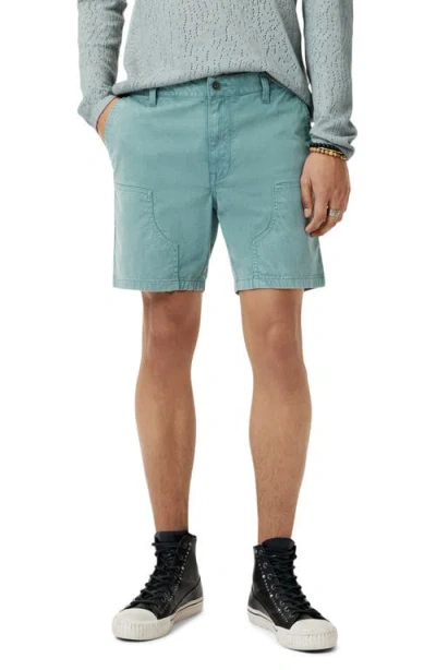 John Varvatos Jayden Seamed Stretch Cotton Shorts In Lake Blue