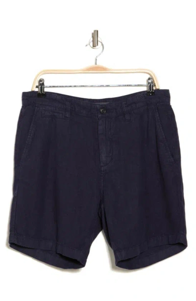 John Varvatos Johnny Flat Front Shorts In Navy