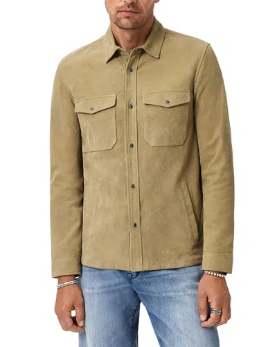 John Varvatos Jonah Herringbone Suede Shirt In Brown