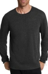 John Varvatos Karl Regular Fit Crinkled Texture Long Sleeve Tee In Charcoal Heather