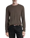 John Varvatos Karl Regular Fit Crinkled Texture Long Sleeve Tee In Dark Brown