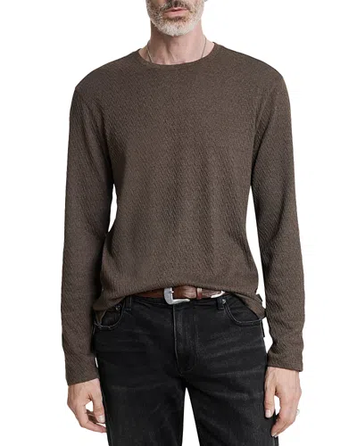 John Varvatos Karl Regular Fit Crinkled Texture Long Sleeve Tee In Dark Brown