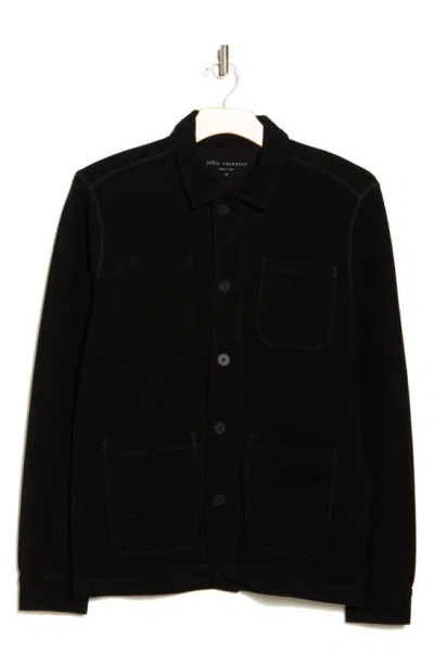 John Varvatos Kenmare Organic Cotton Knit Jacket In Black