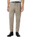 John Varvatos Kian Pleated Carrot Fit Pants In Smoked Pea