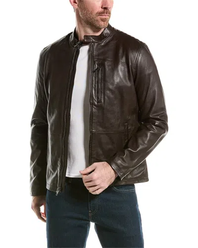 John Varvatos Kris Leather Jacket In Brown