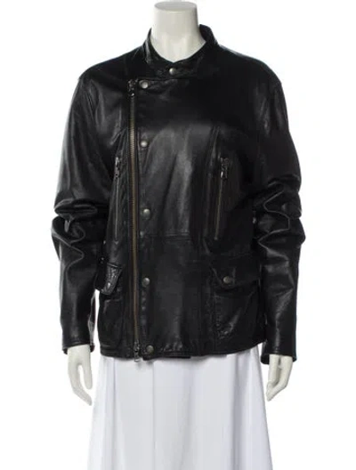Pre-owned John Varvatos Lambskin Biker Jacket In Black