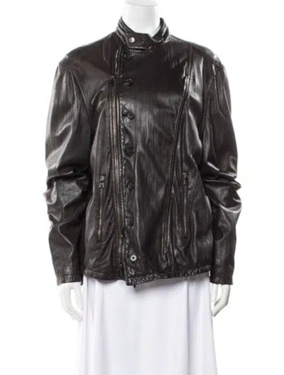 Pre-owned John Varvatos Lambskin Biker Jacket In Black