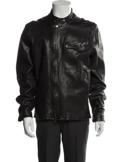 Pre-owned John Varvatos Lambskin Moto Jacket In Black