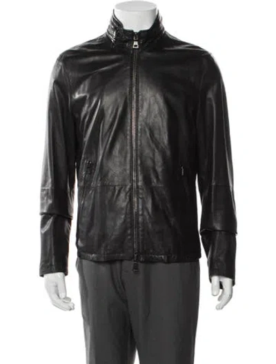 Pre-owned John Varvatos Lambskin Moto Jacket In Black