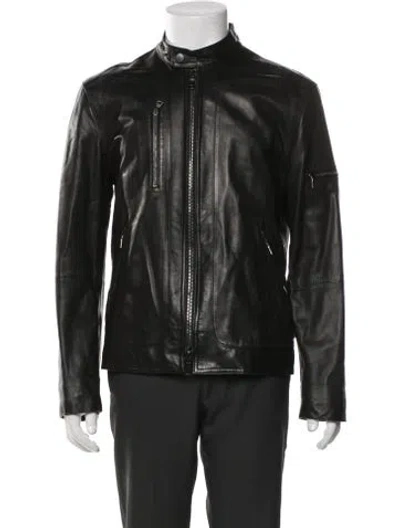 Pre-owned John Varvatos Lambskin Moto Jacket In Black
