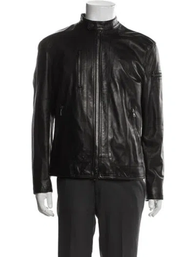 Pre-owned John Varvatos Lambskin Moto Jacket In Black