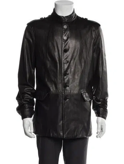 Pre-owned John Varvatos Lambskin Moto Jacket In Brown