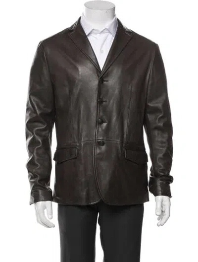 Pre-owned John Varvatos Lambskin Moto Jacket In Brown