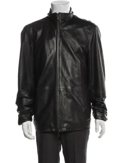 Pre-owned John Varvatos Lambskin Moto Jacket In Brown
