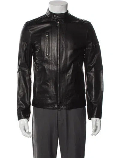 Pre-owned John Varvatos Lambskin Moto Jacket In Brown