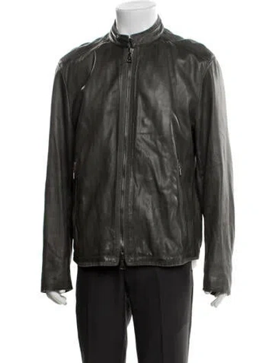Pre-owned John Varvatos Lambskin Moto Jacket In Brown