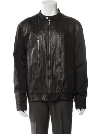 Pre-owned John Varvatos Lambskin Moto Jacket In Brown