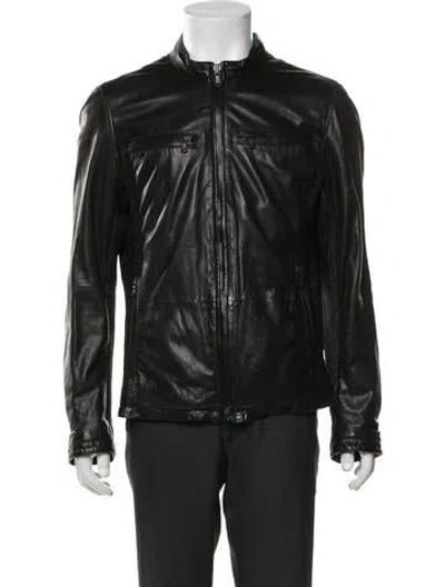 Pre-owned John Varvatos Lambskin Moto Jacket In Green