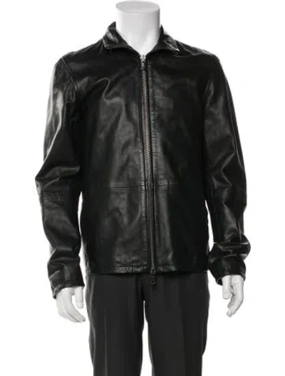 Pre-owned John Varvatos Lambskin Moto Jacket In Green