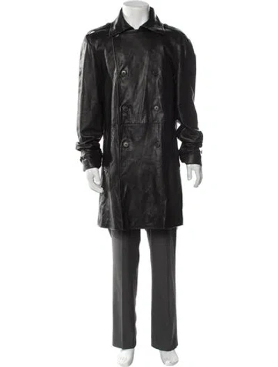 Pre-owned John Varvatos Lambskin Overcoat In Gray