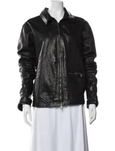 Pre-owned John Varvatos Leather Biker Jacket In Black