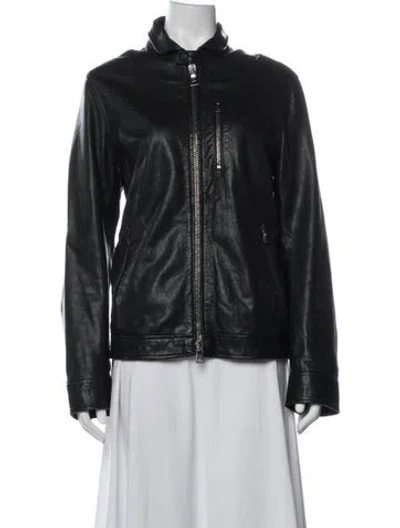 Pre-owned John Varvatos Leather Biker Jacket In Black