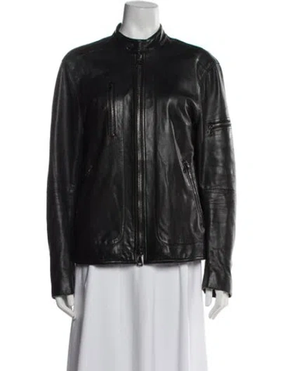 Pre-owned John Varvatos Leather Biker Jacket In Black