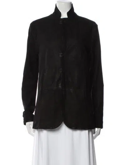 Pre-owned John Varvatos Leather Blazer In Black