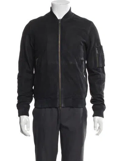 Pre-owned John Varvatos Leather Bomber Jacket In Multi