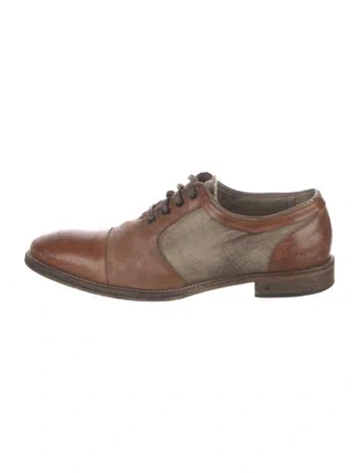 Pre-owned John Varvatos Leather Colorblock Pattern Oxfords In Brown
