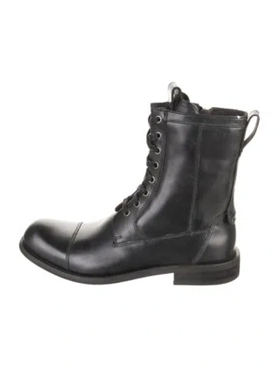 Pre-owned John Varvatos Leather Combat Boots In Black