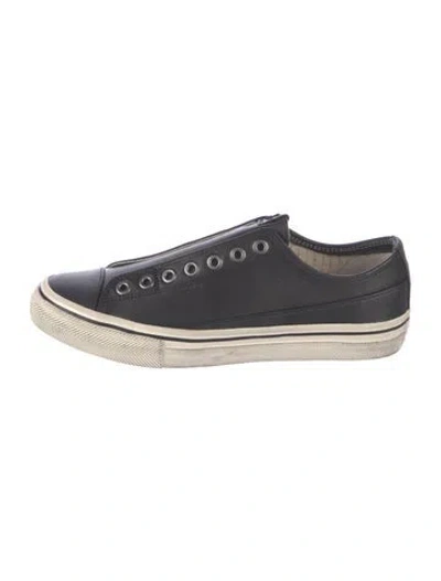 Pre-owned John Varvatos Leather Distressed Accents Sneakers In Black