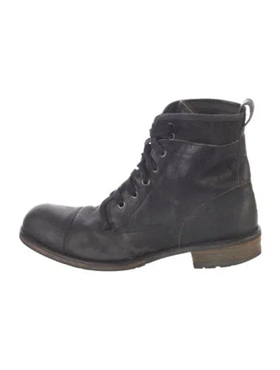 Pre-owned John Varvatos Leather Hiking Boots In Black