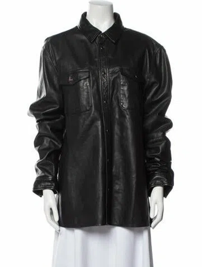 Pre-owned John Varvatos Leather Jacket In Blue