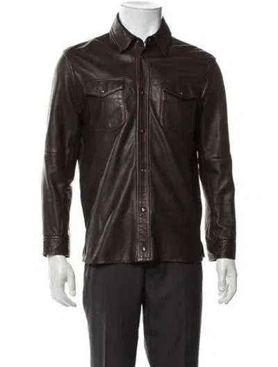 Pre-owned John Varvatos Leather Jacket In Brown