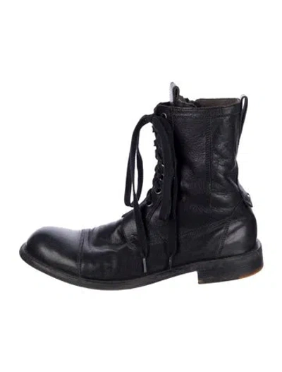 Pre-owned John Varvatos Leather Lace-up Boots In Black