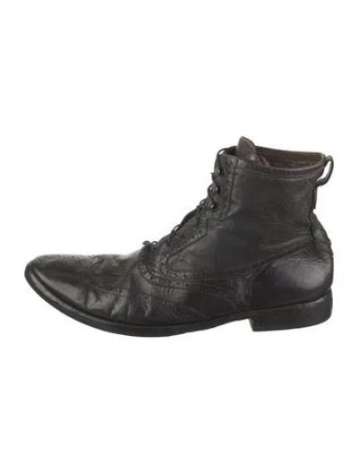 Pre-owned John Varvatos Leather Lace-up Boots In Black