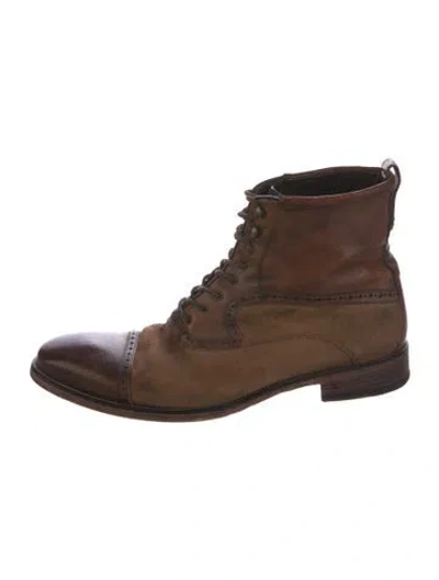Pre-owned John Varvatos Leather Lace-up Boots In Brown