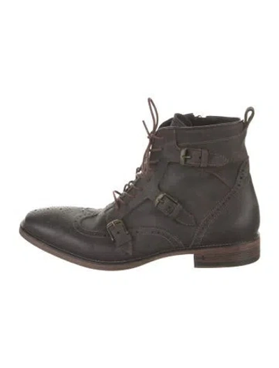 Pre-owned John Varvatos Leather Lace-up Boots In Brown