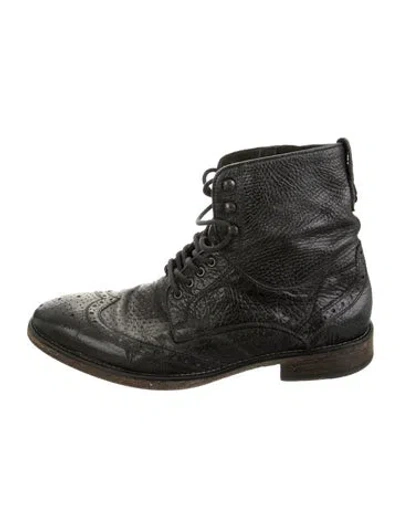 Pre-owned John Varvatos Leather Lace-up Boots In Green