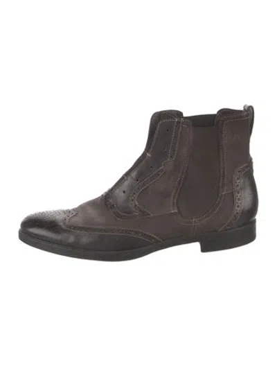 Pre-owned John Varvatos Leather Lasercut Accents Chelsea Boots In Brown