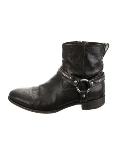 Pre-owned John Varvatos Leather Moto Boots In Black