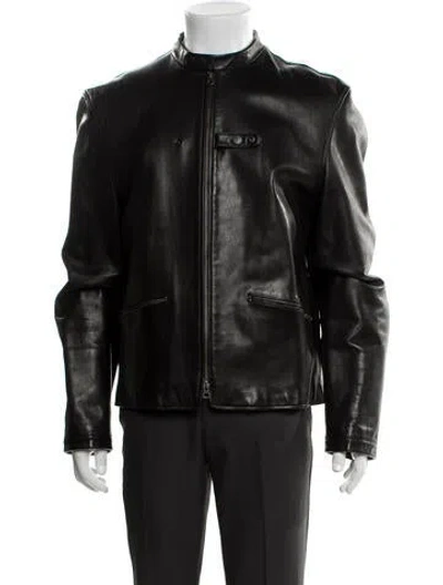 Pre-owned John Varvatos Leather Moto Jacket In Black