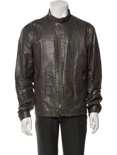 Pre-owned John Varvatos Leather Moto Jacket In Brown